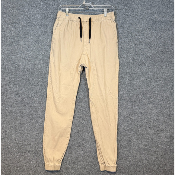 Zanerobe Pants Mens 32 Beige Jogger Tapered Stretch Waist Drawstring Casual - Picture 1 of 13